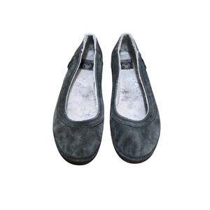 Crocs Women's Suede/Rubber Slip-On Flat Shoes Faux Fur Lining Size 9.5 Black